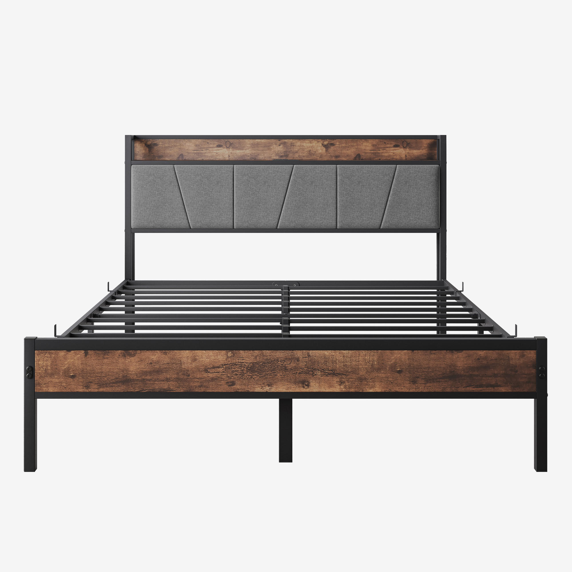 METALLBETT 140/200 cm Braun mit LED und USB - Braun, Metall (140/200cm) - Oxeza