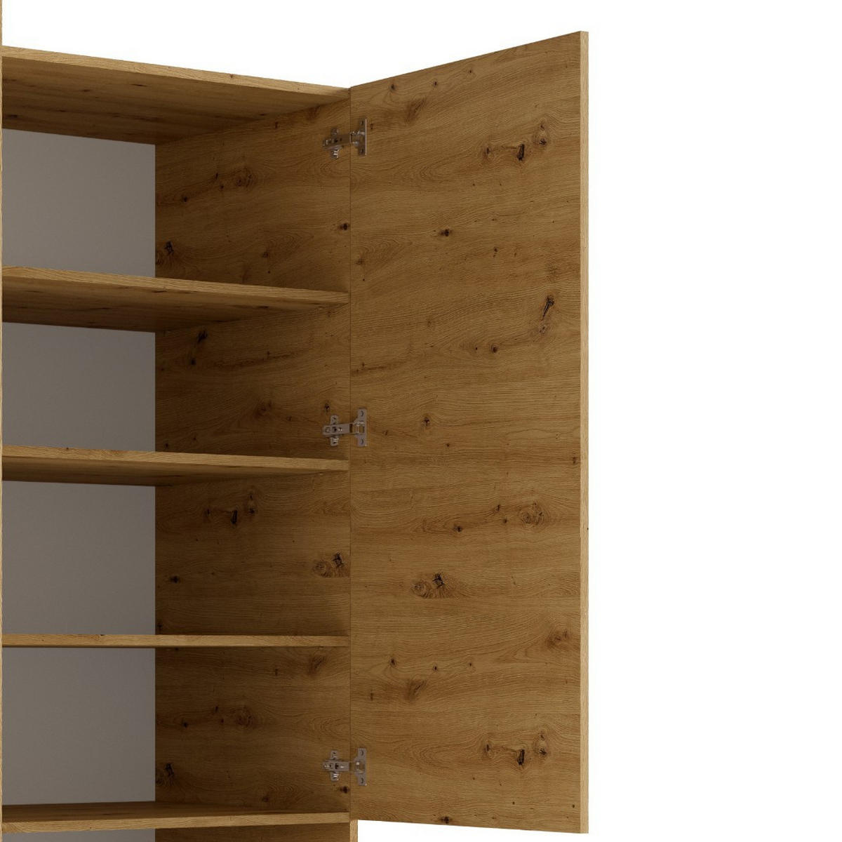 DREHTÜRENSCHRANK CHARON 158,3/200,6/55cm 3-türig mit Spiegel Eiche Artisan - Eiche Artisan, Holzwerkstoff (158.3/200.6/55cm) - MASSENO