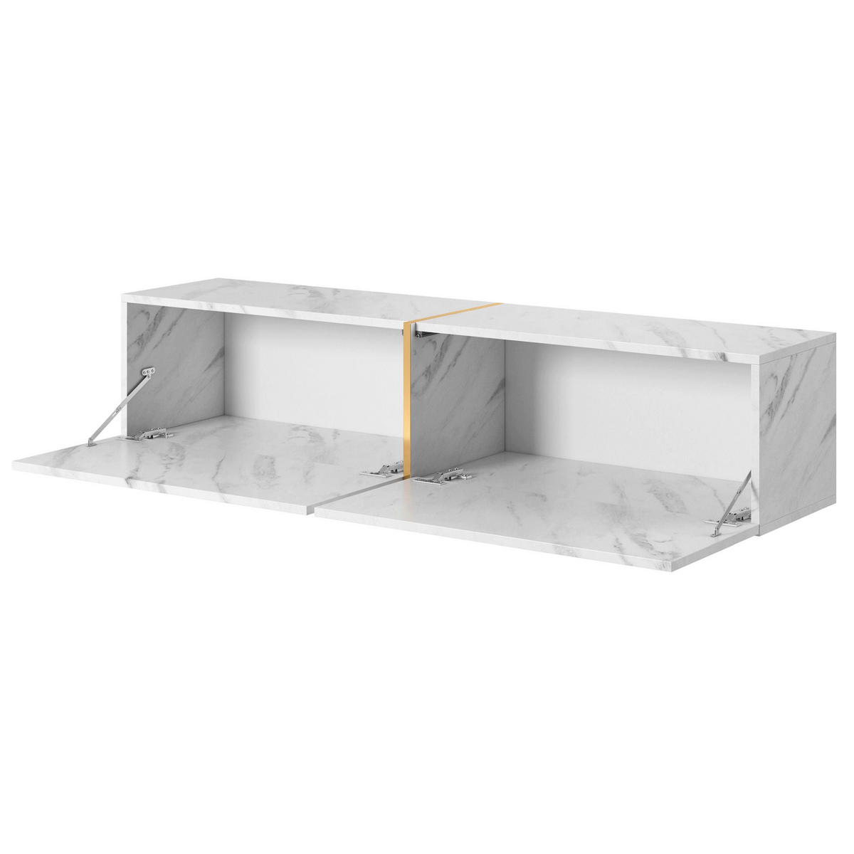 TV stolek Bisira bílý mramorový dekor Egger / zlatý 140/30/32 cm - bílá, kompozitní dřevo (140/30/31.6cm) - Selsey