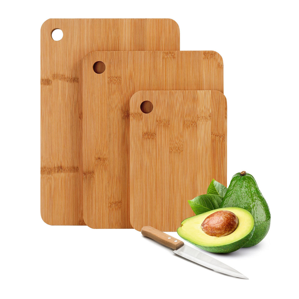 3XSCHNEIDEBRETT - Hellbraun, Holz (22/33cm) - Relaxdays