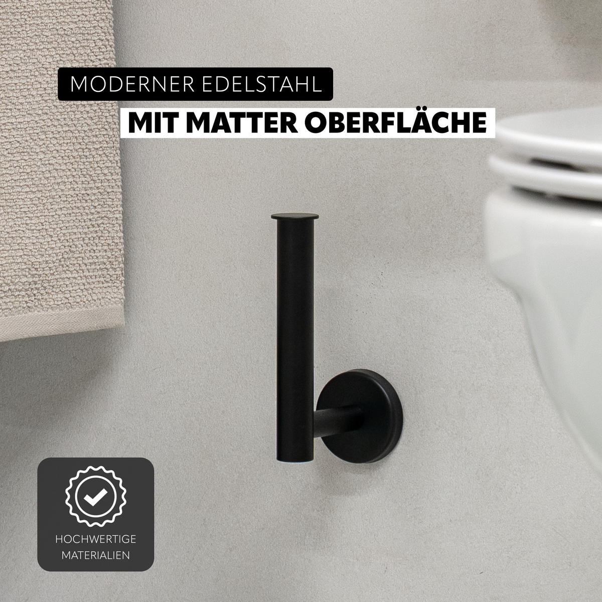 TOILETTENPAPIERHALTER PIAZZA BLACK 2in1, Edelstahl, schwarz - Schwarz, Metall (6/15/9cm) - bremermann