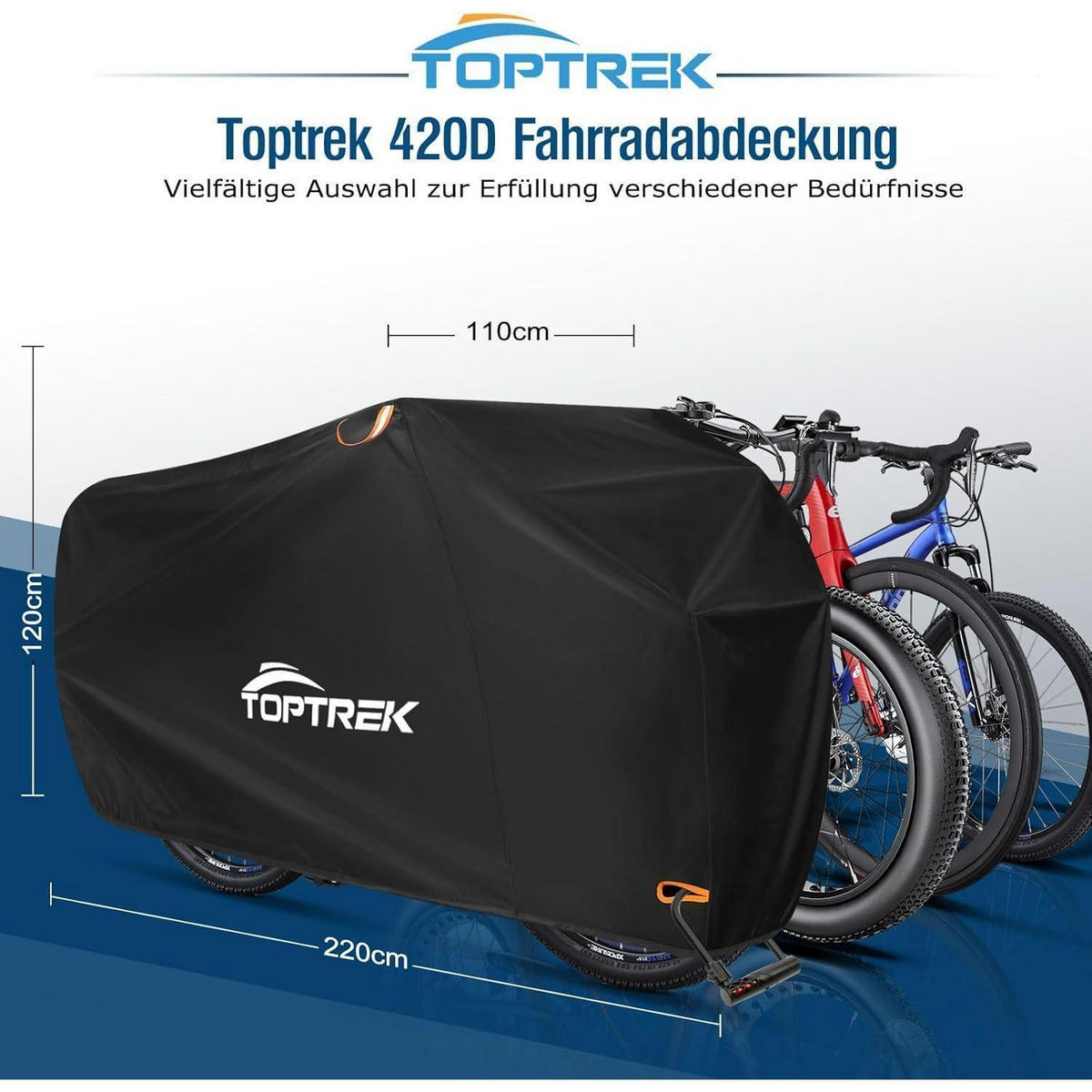 FAHRRADABDECKUNG wasserdicht 220 x 120 x 110 cm - Schwarz, Textil (110/70/200cm)