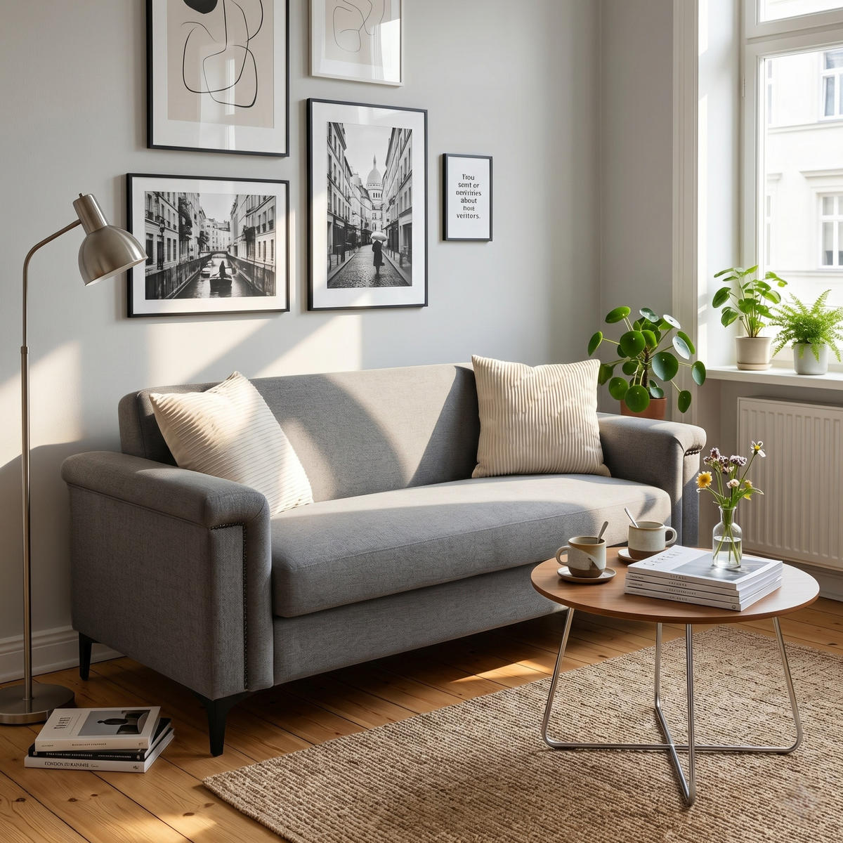 SOFA 2-Sitzer mit Metallfüßen Light Grey - Hellgrau, Holz (73.5/81.5/172cm) - Meubliv