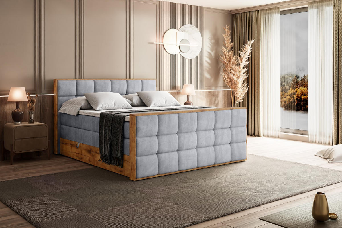 BOXSPRINGBETT mit Matratze H3|H4 und Lattenrost - LOLLI2-Z KING-160x200 - Grau Monolith - Grau, Holzwerkstoff (160/200cm) - ALTDECOR