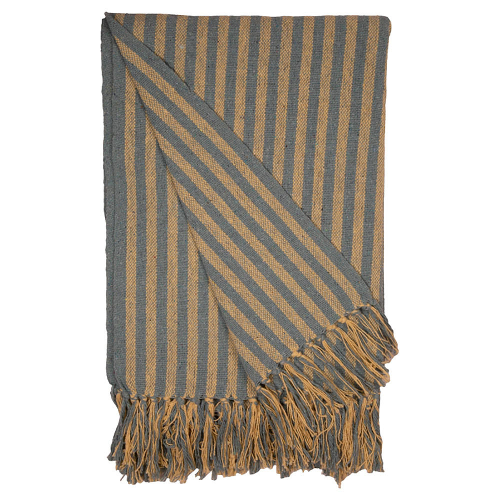 DECKE Streifen Design 130x180 cm, 100% Baumwolle, Gelb/Minze - Mintgrün, Textil (130/180cm) - Au Maison