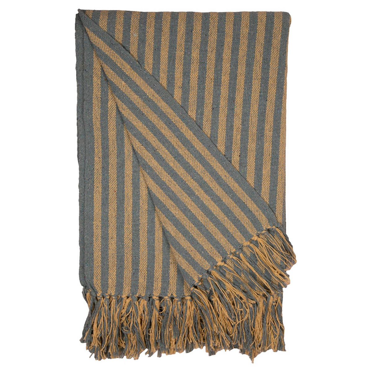 DECKE Streifen Design 130x180 cm, 100% Baumwolle, Gelb/Minze - Mintgrün, Textil (130/180cm) - Au Maison