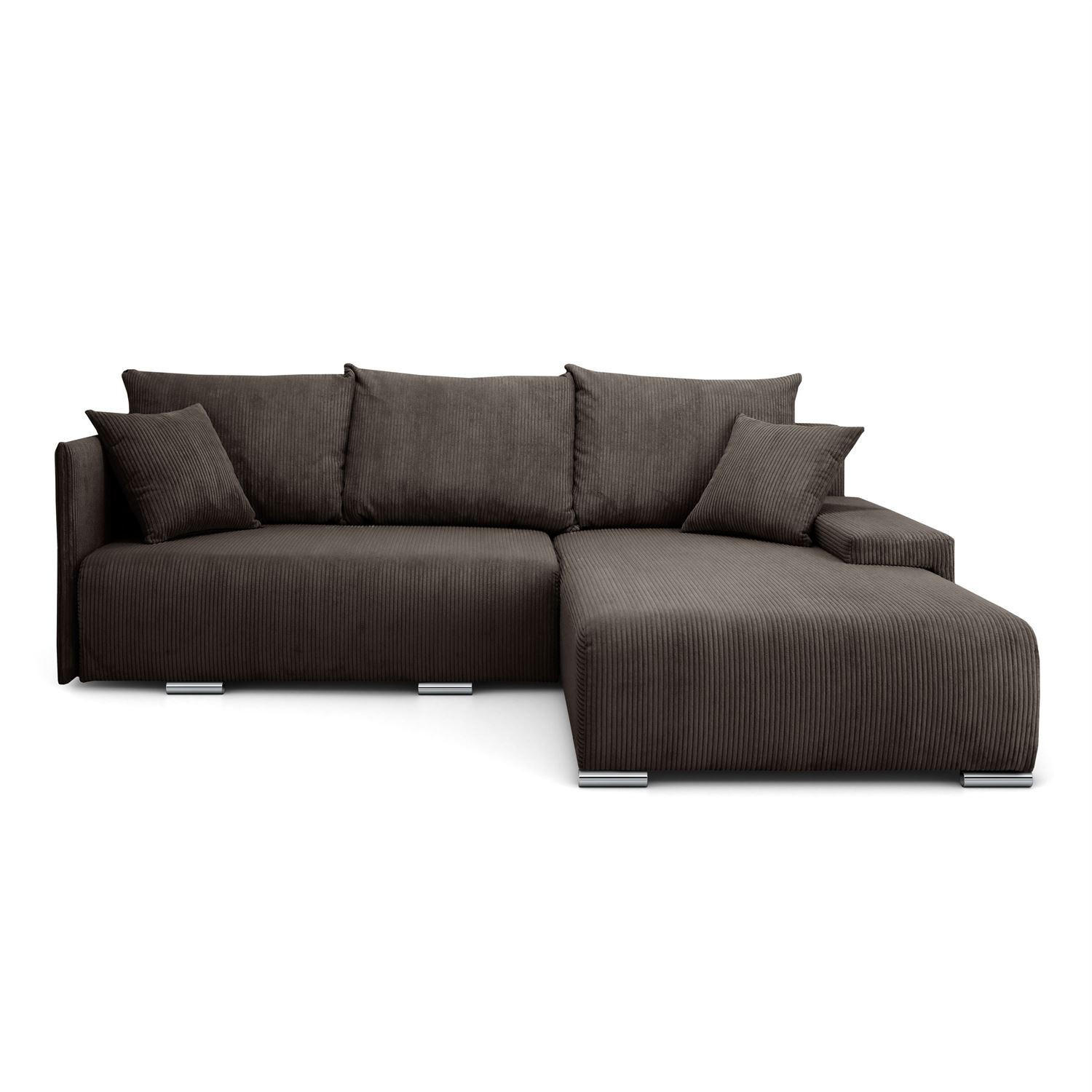 ECKSOFA LAVIO L mit Schlaffunktion und Bettzeugkasten Rechte - Graubraun, Textil (246/188cm) - Lookway