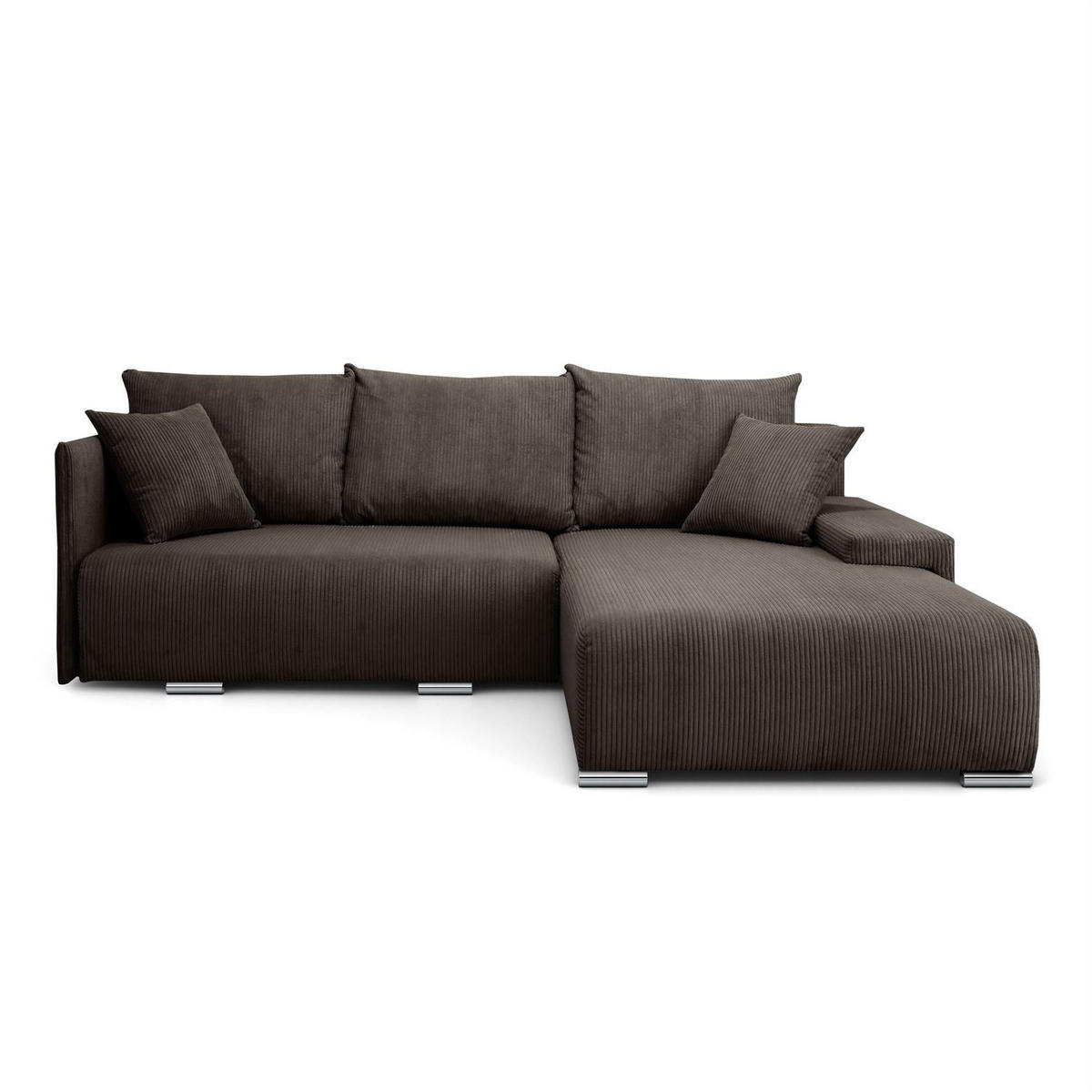 ECKSOFA LAVIO L mit Schlaffunktion und Bettzeugkasten Rechte - Graubraun, Textil (246/188cm) - Lookway
