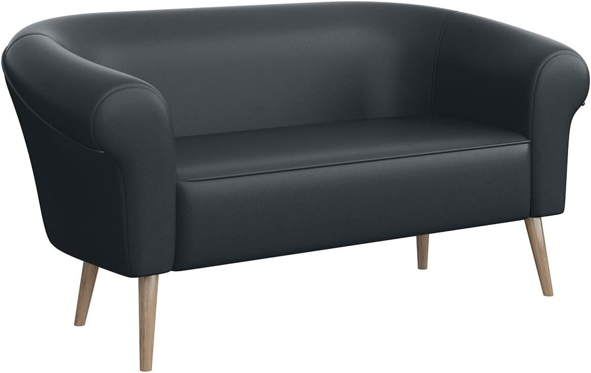 SOFA Emilia (2-Sitzer) - Dunkelgrau/Buchefarben, Holzwerkstoff/Buchenholz (136/70/57cm) - Meblini