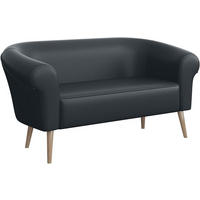 SOFA Emilia (2-Sitzer) - Dunkelgrau/Buchefarben, Holzwerkstoff/Buchenholz (136/70/57cm) - Meblini