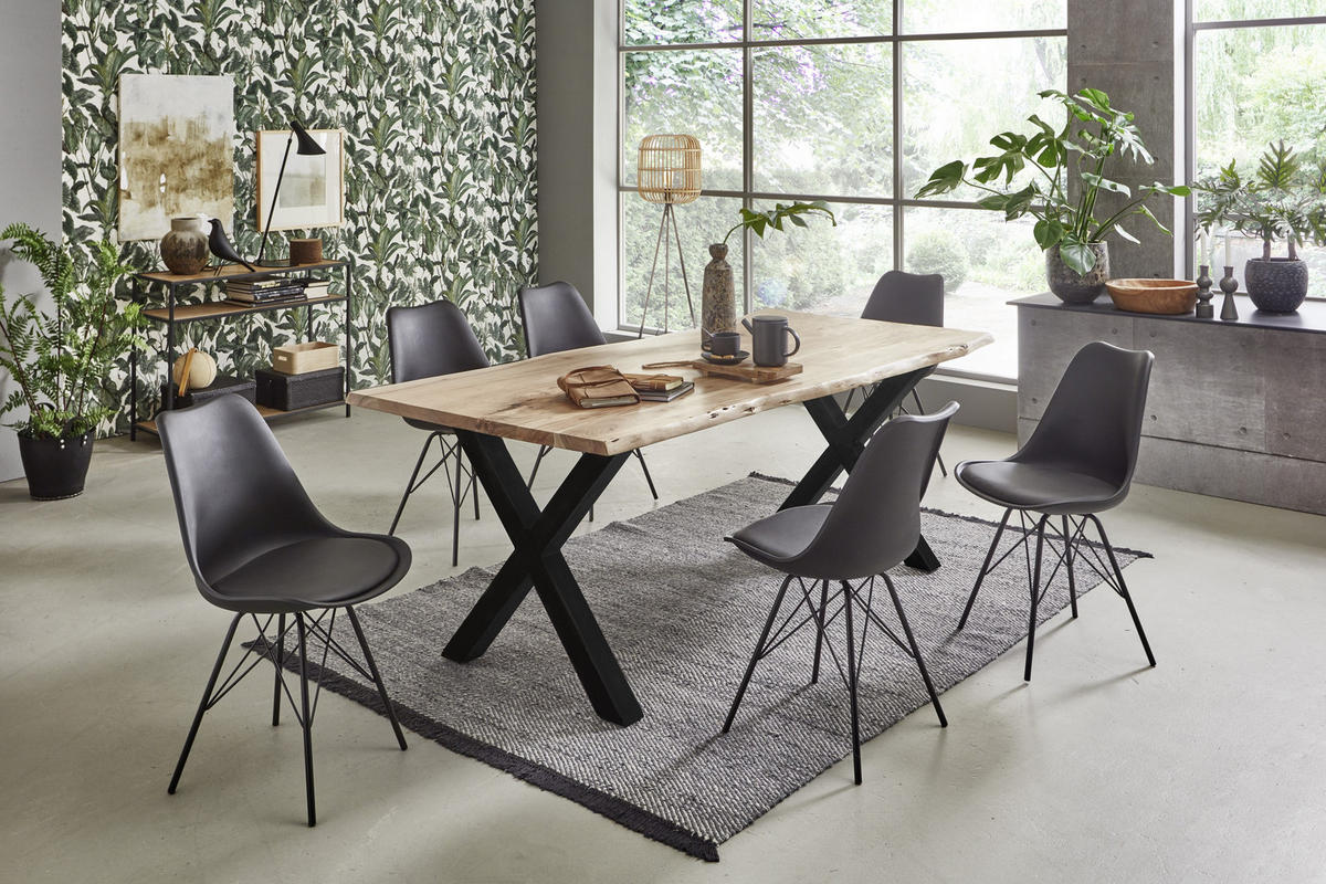 ESSTISCH FREDERIK - Beige/Schwarz, Holz/Metall (100/300/77cm) - SAM