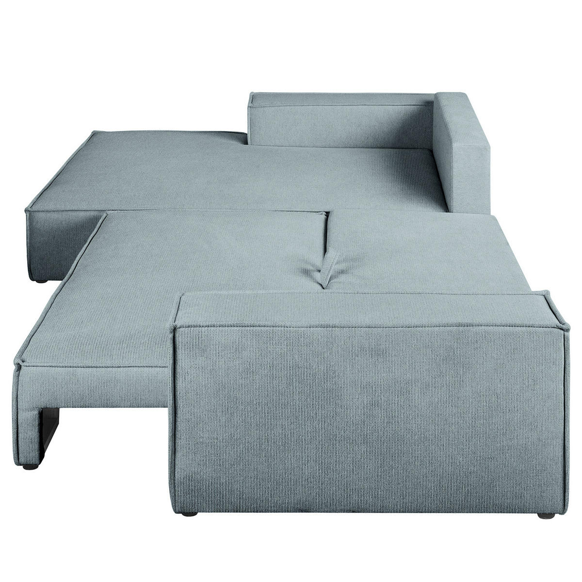 ECKSOFA mit Schlaffunktion - Longchair - Blaugrau/Schwarz, Kunststoff/Textil (294/185cm) - home24