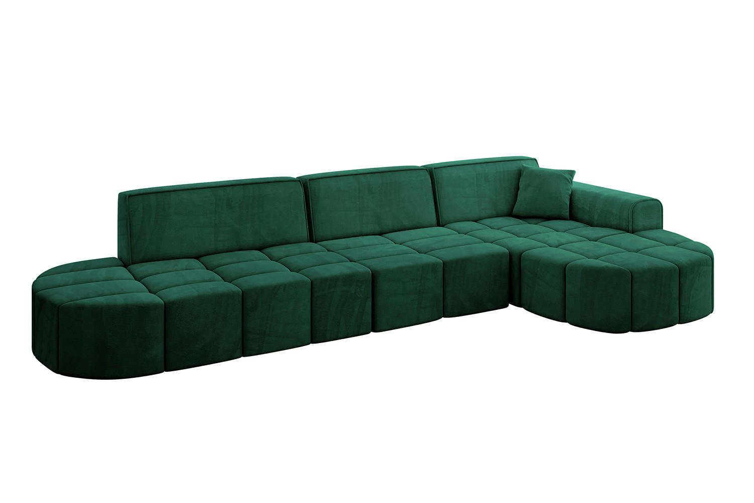 ECKSOFA Ottomane Rechts LIVO-L2 - 337x173x79,5 cm Dunkelgrün - Grün, Holzwerkstoff/Textil (337/173cm) - ALTDECOR