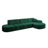 ECKSOFA Ottomane Rechts LIVO-L2 - 337x173x79,5 cm Dunkelgrün - Grün, Holzwerkstoff/Textil (337/173cm) - ALTDECOR