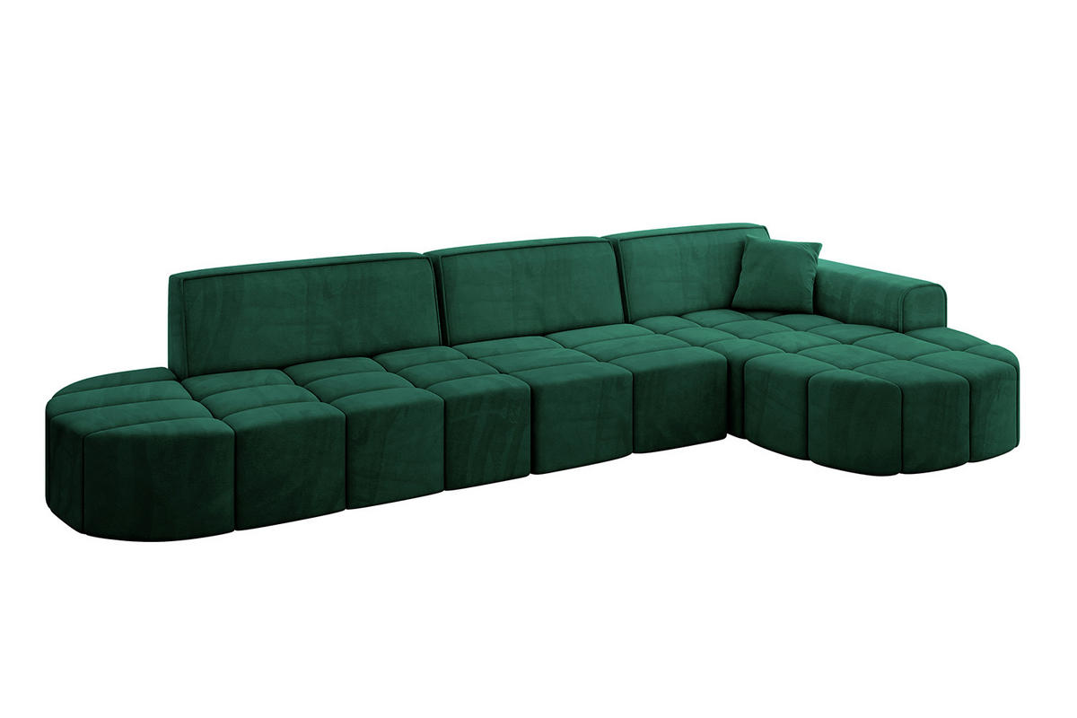 ECKSOFA Ottomane Rechts LIVO-L2 - 337x173x79,5 cm Dunkelgrün - Grün, Holzwerkstoff/Textil (337/173cm) - ALTDECOR