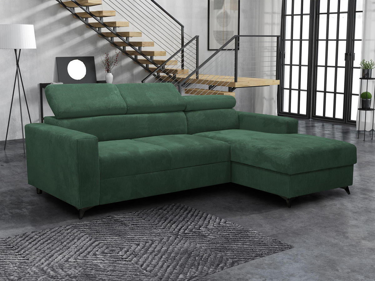 COLTAR Milano Premium Reiat, Dreapta 2R+LC - verde/negru, material textil/lemn (172/236cm) - MIRJAN24