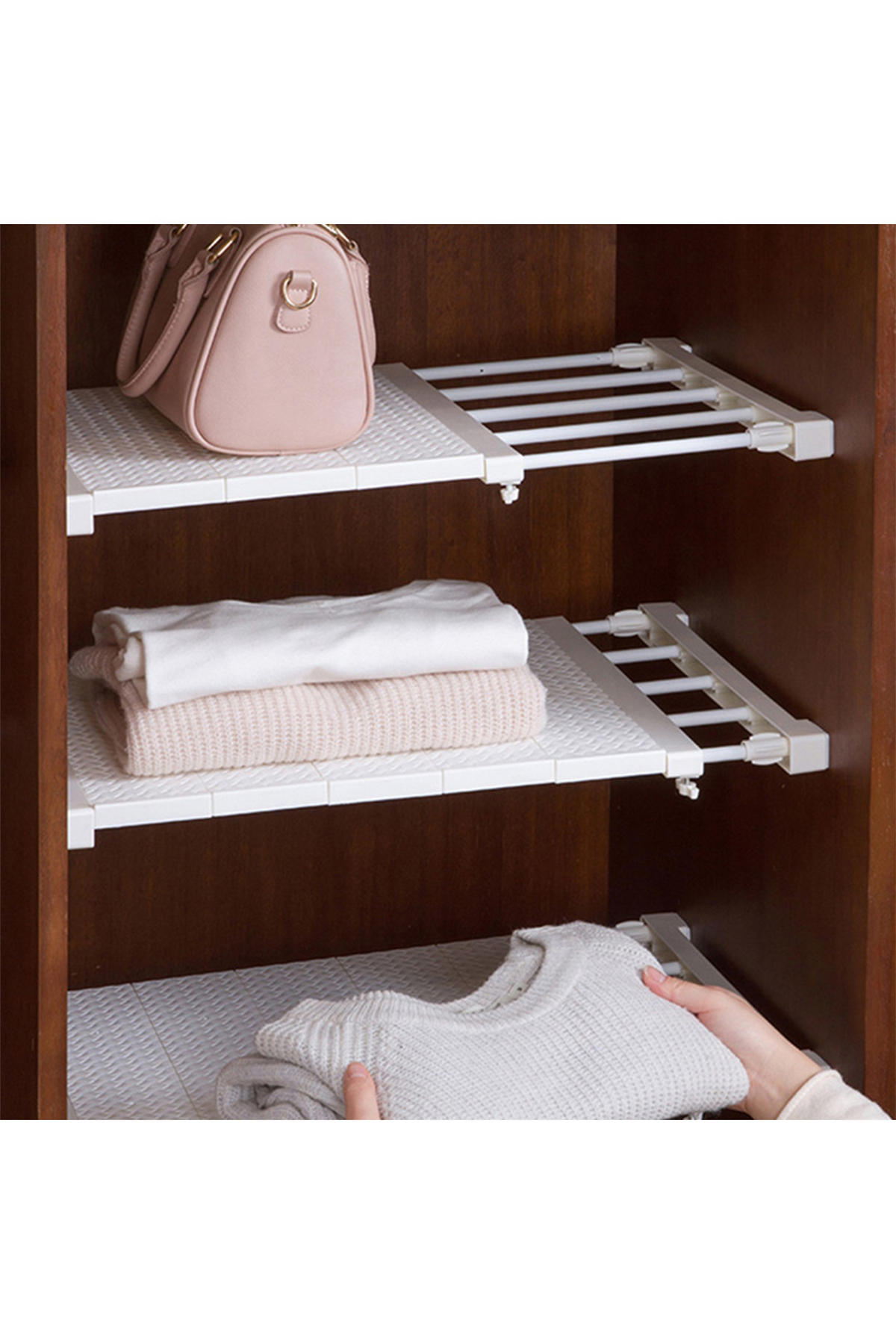 SCHRANK-SPANNREGAL aus ABS-Kunststoff, Kohlenstoffstahl in Weiß Verstellbares 38-55cm - Weiß, Kunststoff (24/38/1.5cm) - Livingandhome