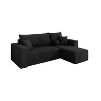 ROHOVÁ SEDAČKA s funkcí spaní, otoman vpravo SENO-L 249x139x85 černá velur - černá, kompozitní dřevo/textil (249/139cm) - ALTDECOR