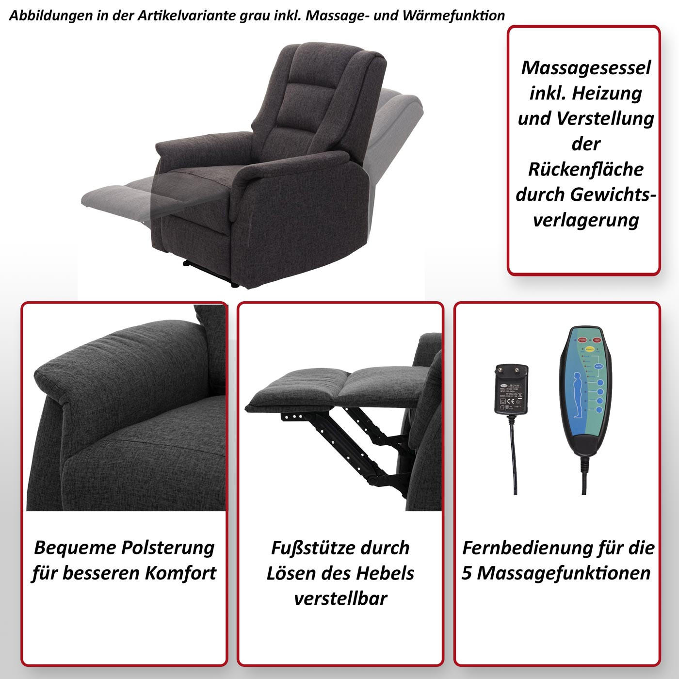 RELAXSESSEL Grau - Grau, Textil (79/102/96cm) - MCW