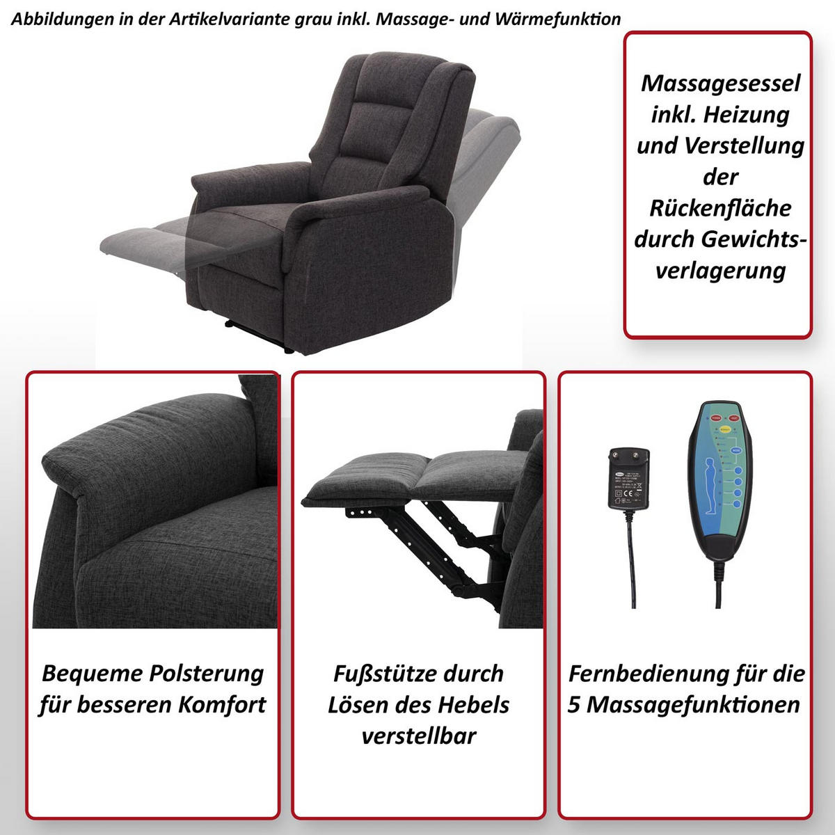 RELAXSESSEL Grau - Grau, Textil (79/102/96cm) - MCW