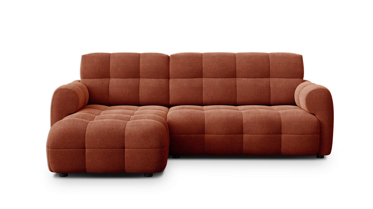 ECKSOFA MELLOW 3-Sitzer, dunkelorange - Dunkelorange/Schwarz, Holz/Textil (232/156cm) - Courtois Laville