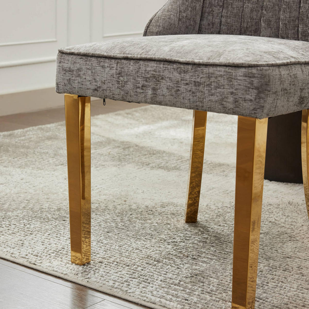 STUHL-SET DE-36306 2 Stück mit goldenen Metallbeinen Grau - Grau, Holz (50/95/65cm) - ComfortXL