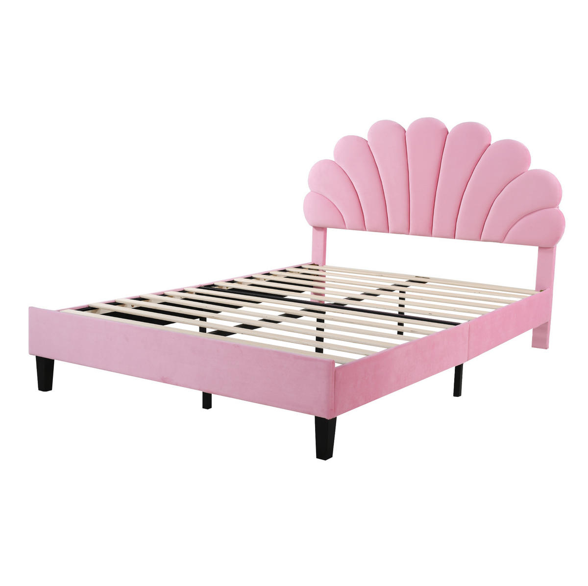 POLSTERBETT 140/200 cm Pink aus Samt mit Lattenrost - Rosa, Textil (140/200cm) - OKMYHOME