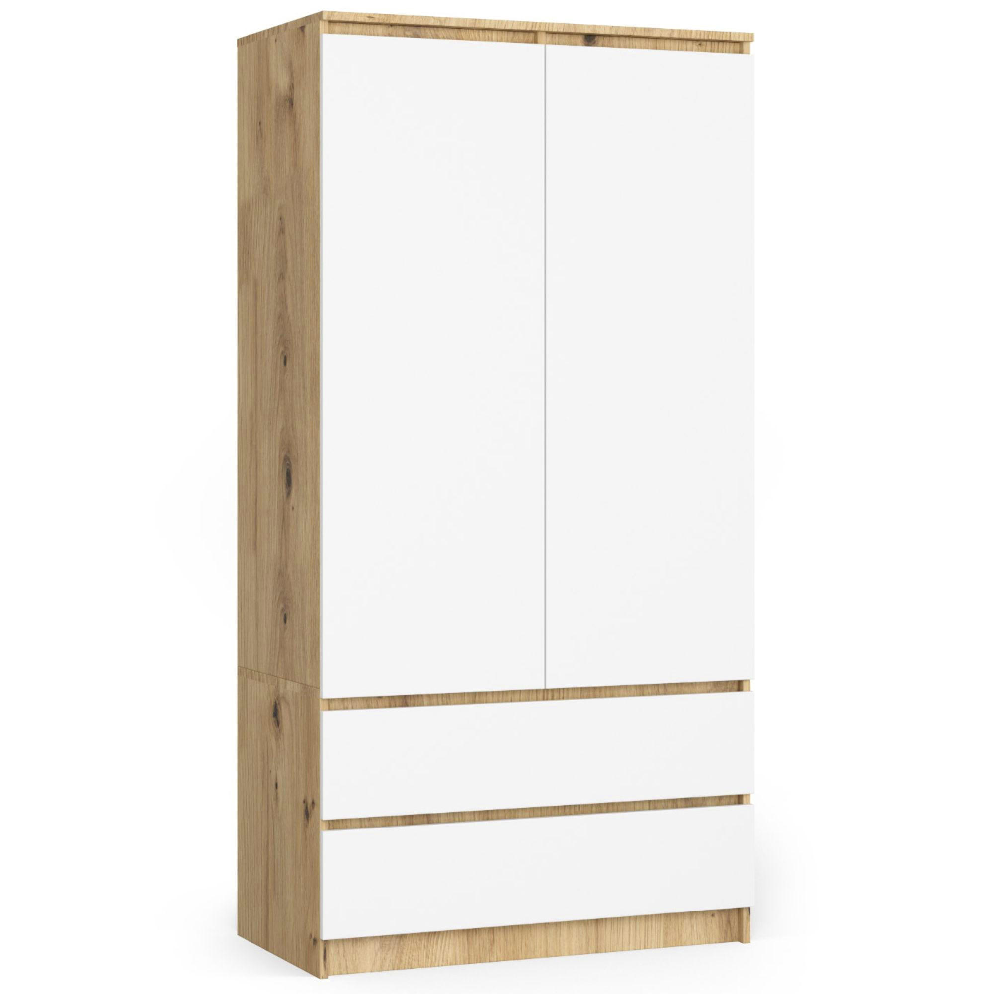 KLEIDERSCHRANK Eiche Artisan, Weiß 180x51x90 cm - Weiß/Eiche Artisan, Holzwerkstoff (180/180/51cm) - Akord