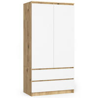 KLEIDERSCHRANK Eiche Artisan, Weiß 180x51x90 cm - Weiß/Eiche Artisan, Holzwerkstoff (180/180/51cm) - Akord