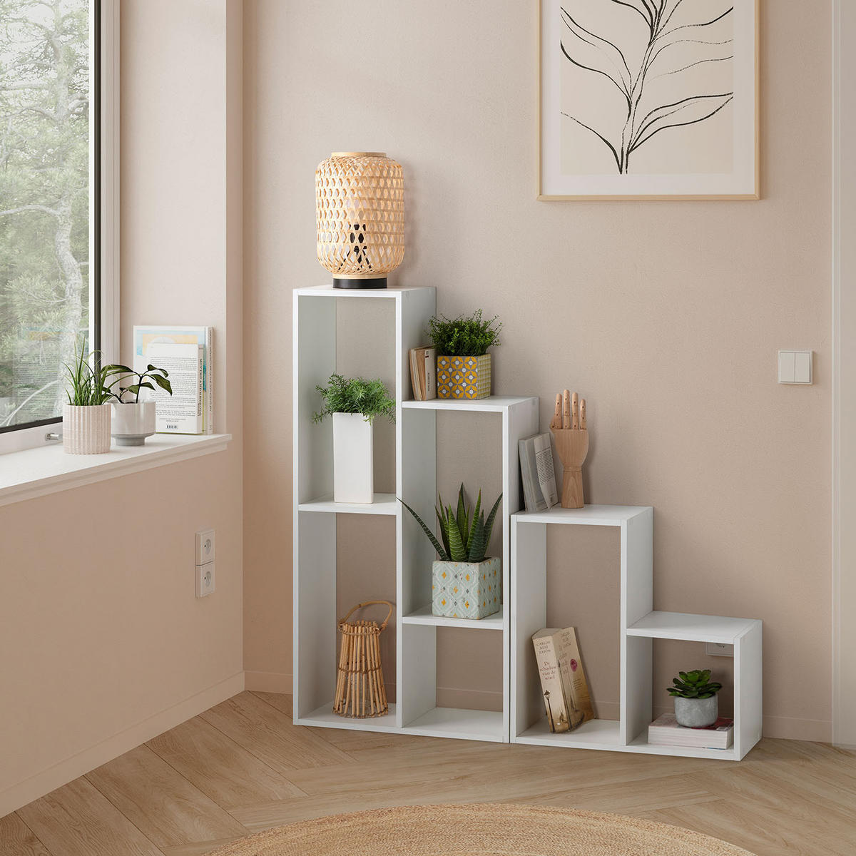 REGAL Cies 6 Fächer weiß - Weiß, Holzwerkstoff (115/110/25cm) - VS Venta-stock