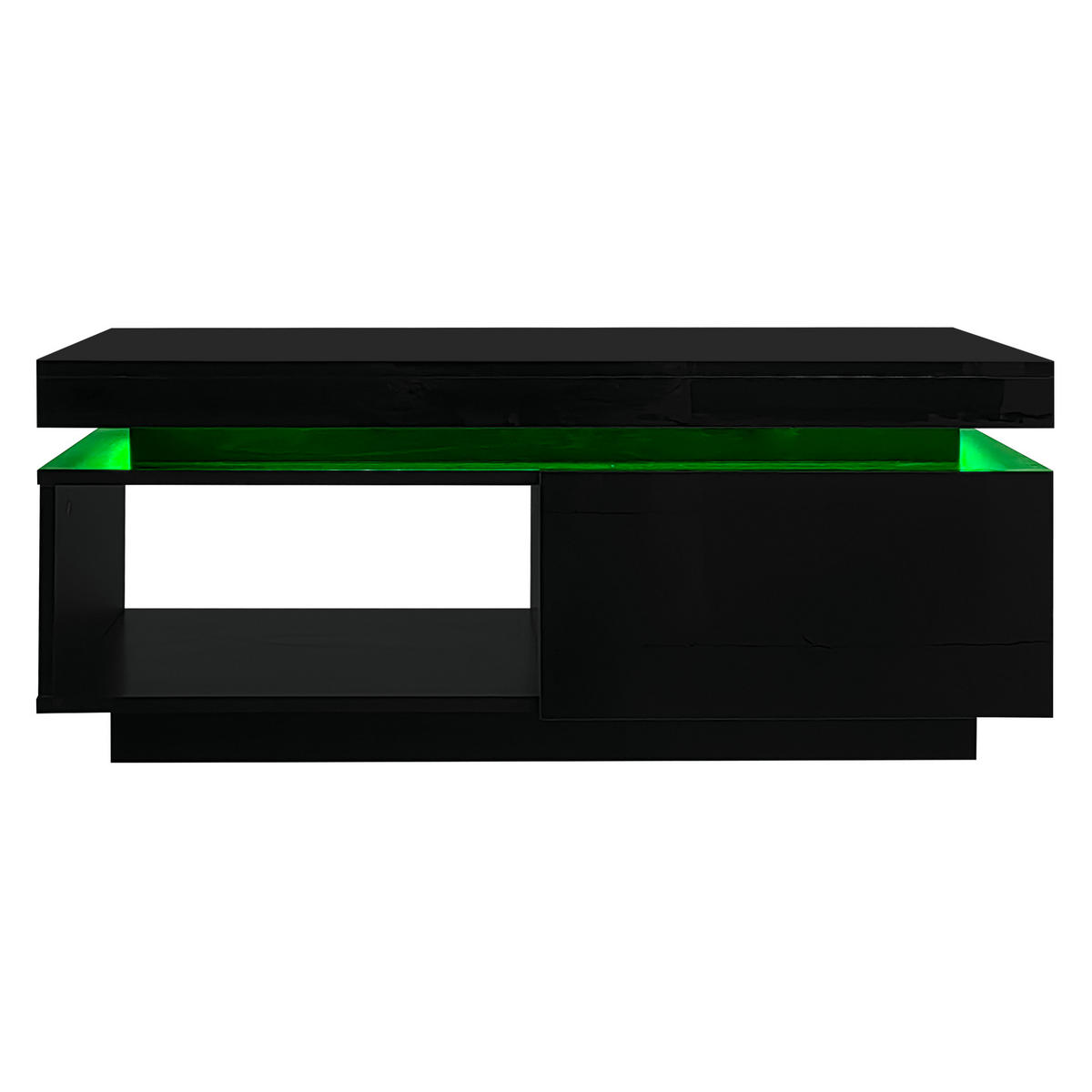 COUCHTISCH DE-093 LED-Hochglanz Schwarz - Schwarz, Holzwerkstoff (50/100/41cm) - ComfortXL