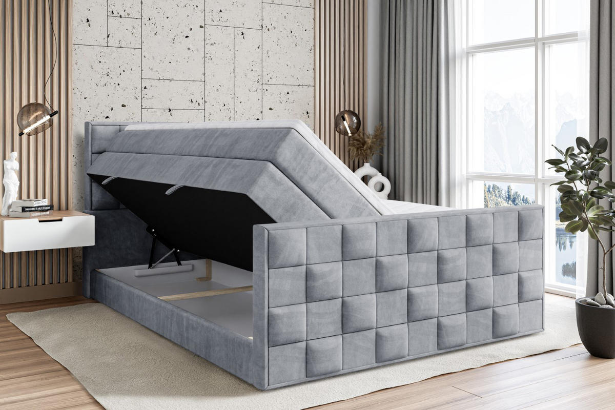 BOXSPRINGBETT ZAFIRA KING - 120 x 200 - H3/H4 - Grau - Grau, Holzwerkstoff (120/200cm) - ALTDECOR