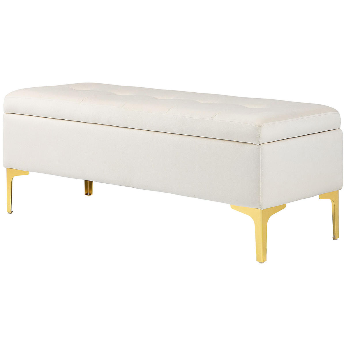 TRUHENBANK DE-07107 gepolstert Beige - Beige, Textil/Metall (44/44.5/120cm) - ComfortXL