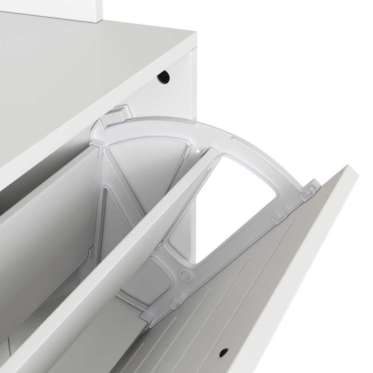 SCHUHSCHRANK aus Spanplatte 70x25x165cm in Weiß mit 8 Haken - Weiß, Holzwerkstoff (70/165/25cm) - Modfu