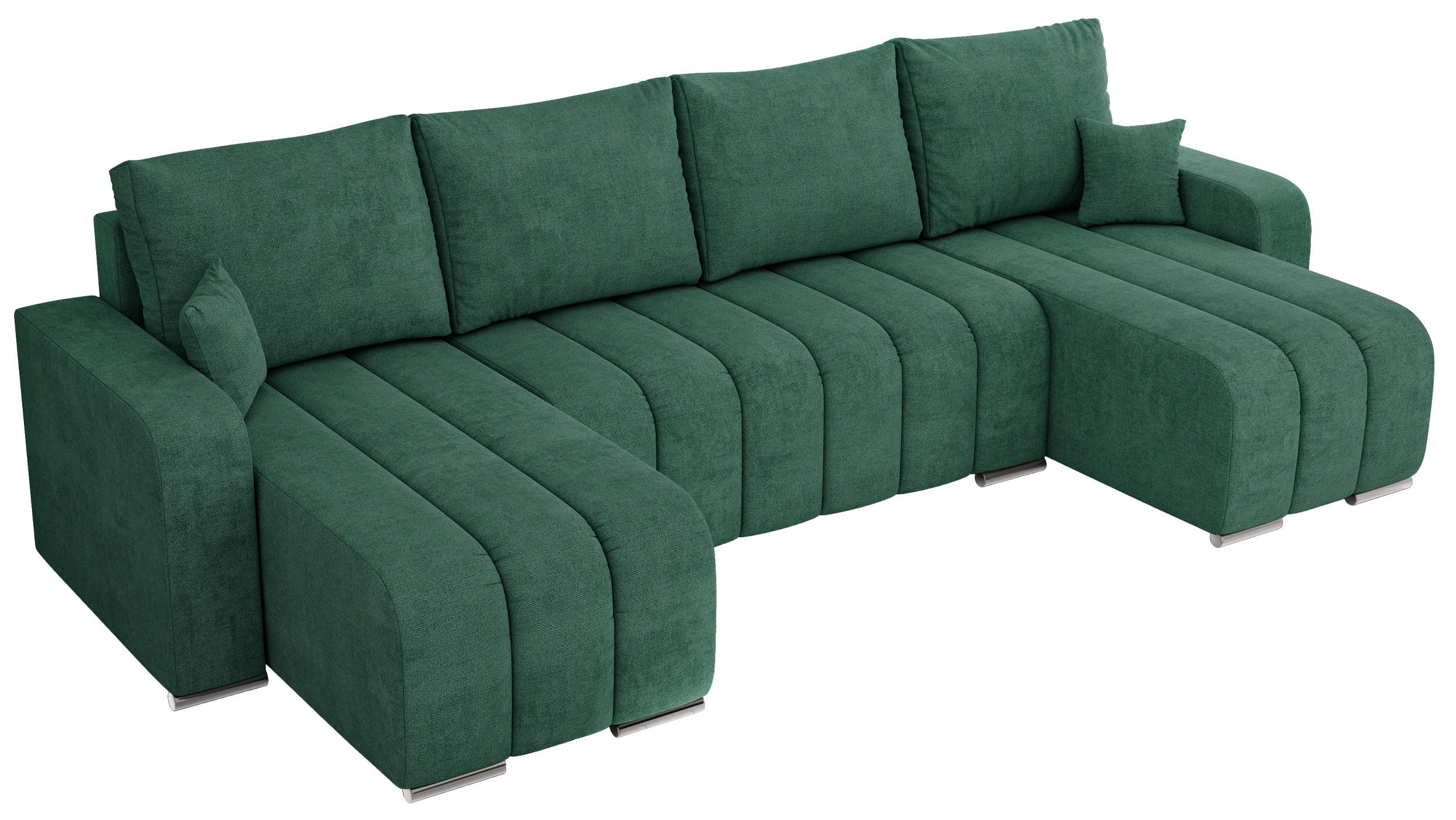 WOHNLANDSCHAFT KIRASSO U Grün Struktur - Grau/Grün, Textil/Metall (320/86/147cm) - MKS