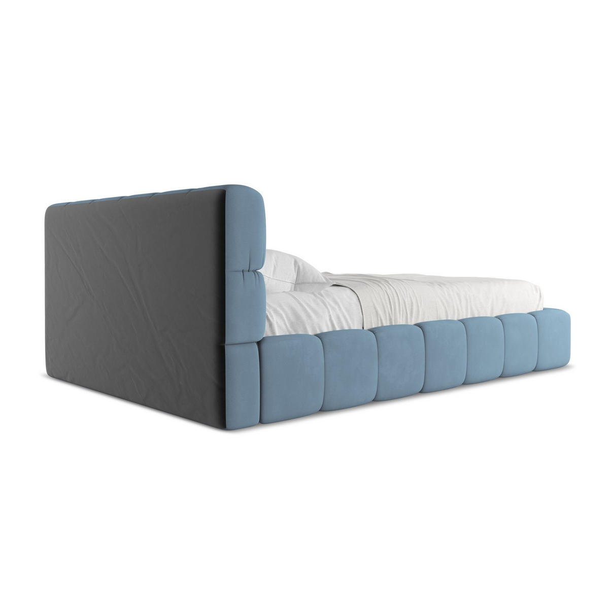 POLSTERBETT mit Bettkasten und Lattenrost 160x228 Blau - Blau/Blaugrau, Kunststoff/Textil (140/200cm) - LaMiaSofa