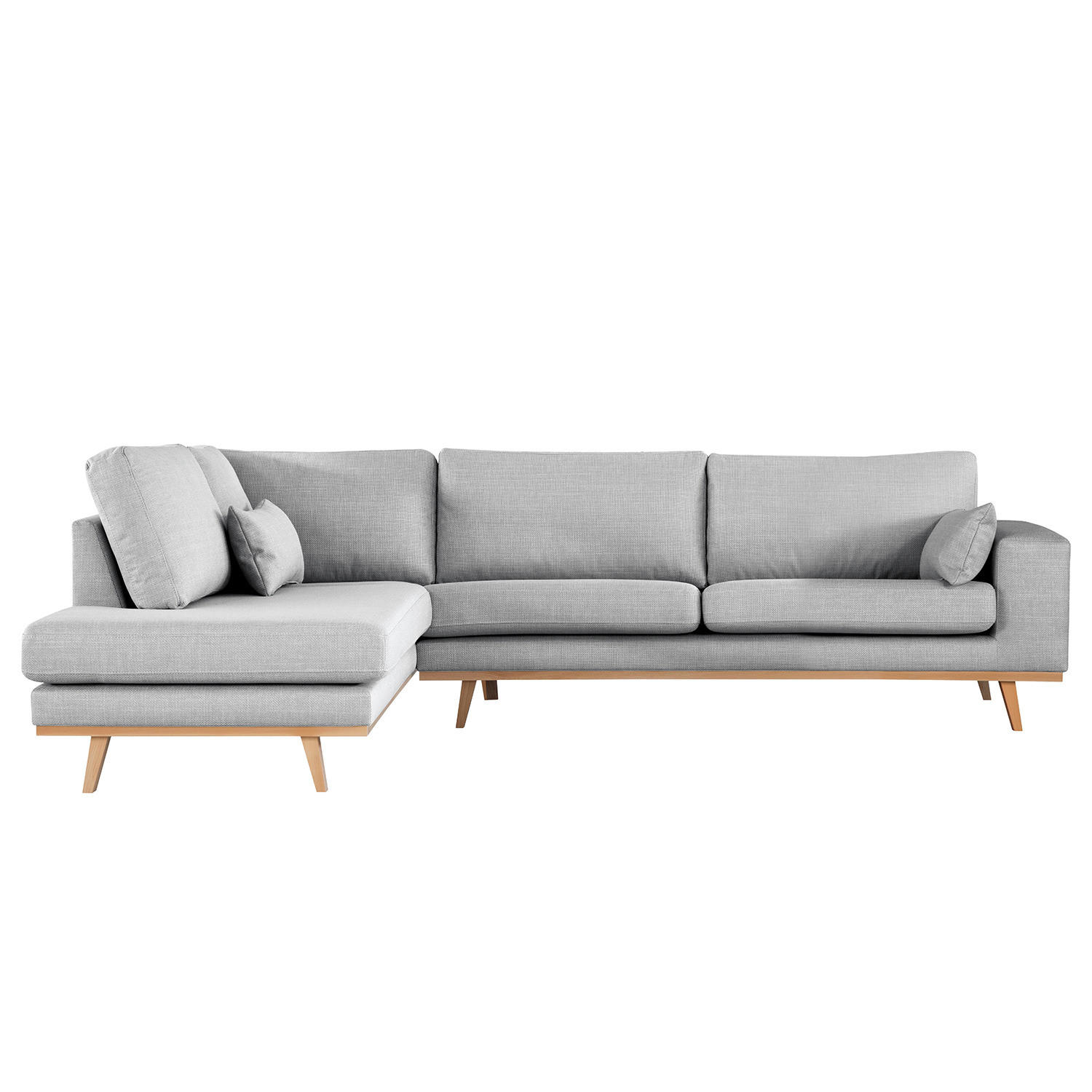 ECKSOFA mit Ottomane - Buchefarben/Hellgrau, Textil (287/219cm) - home24