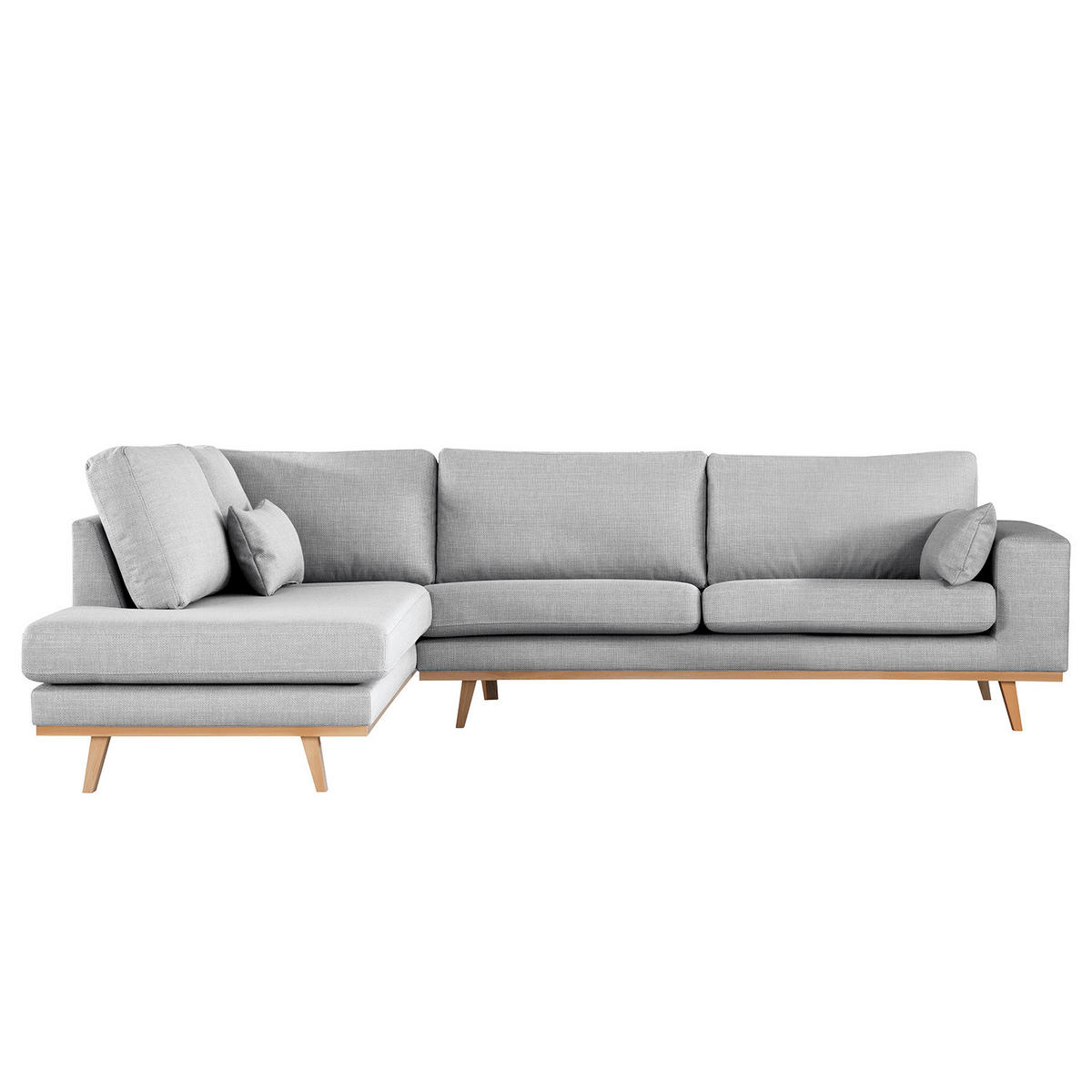 ECKSOFA mit Ottomane - Buchefarben/Hellgrau, Textil (287/219cm) - home24