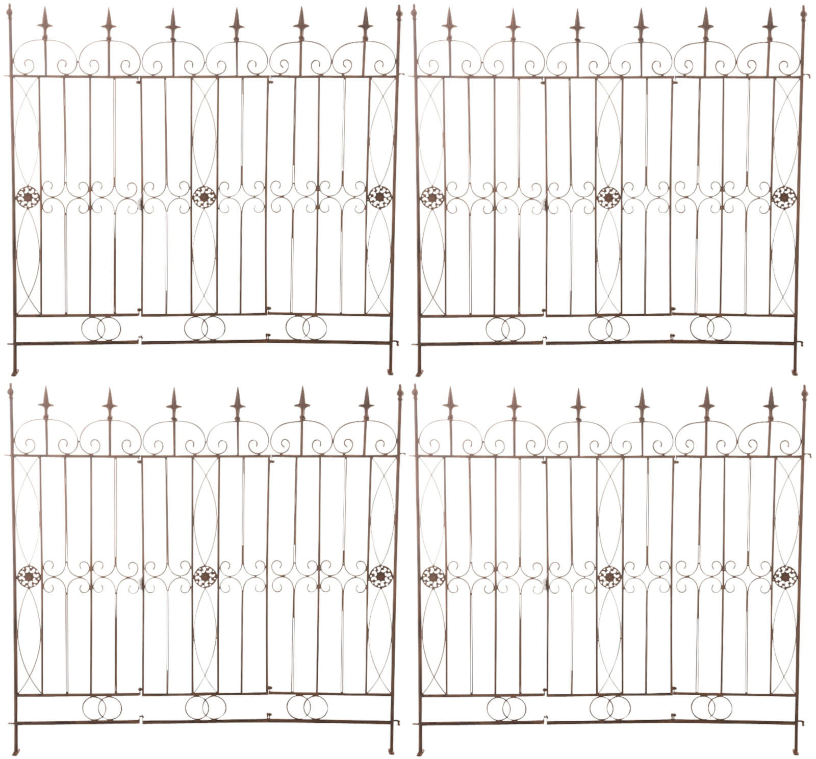 GARTENZAUN 4er Set Metall Antik Braun - Braun, Metall (124/116cm) - CLP