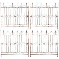 GARTENZAUN 4er Set Metall Antik Braun - Braun, Metall (124/116cm) - CLP