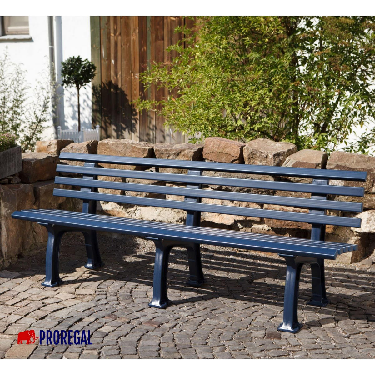 GARTENBANK Antigua 4 Sitzer Blau 74 x 200 x 54 cm Witterungskunststoff & UV Beständiger Kunststoff - Blau, Kunststoff (200/74/54cm) - PROREGAL