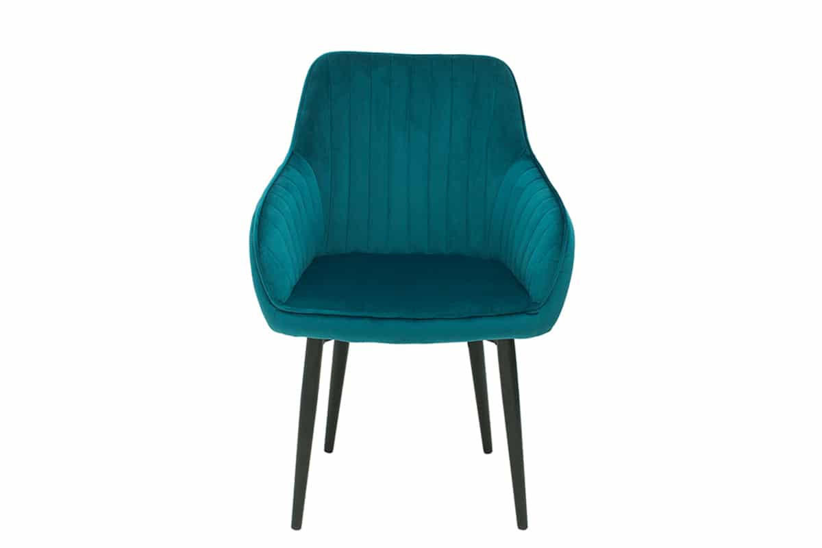 STUHL TURIN Samt Türkis 85 cm - Türkis/Schwarz, Textil/Metall (60/84/61cm) - riess-ambiente