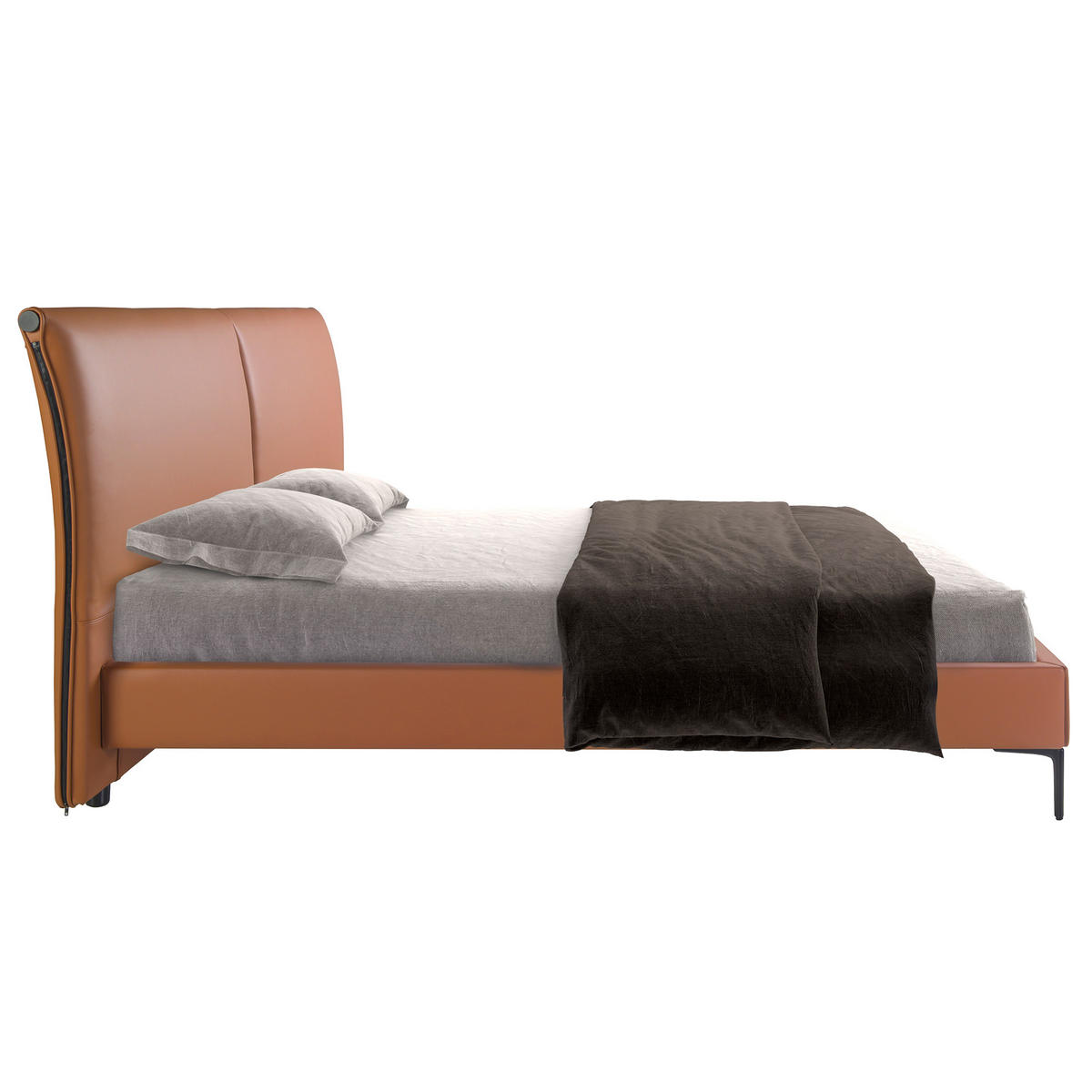 BETT Braun | Schwarz 205/212/110 cm - Schwarz/Braun, Leder (180/200cm) - ANGEL CERDA