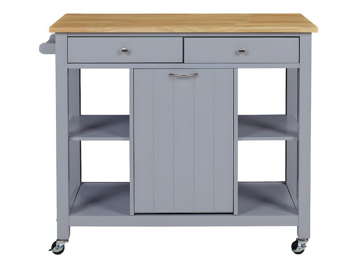 KÜCHENWAGEN Servierwagen mit 1 Tür & 2 Schubladen - Kautschukholz - Grau - HALEY - Grau, Holz (45/87/105cm) - Vente-Unique