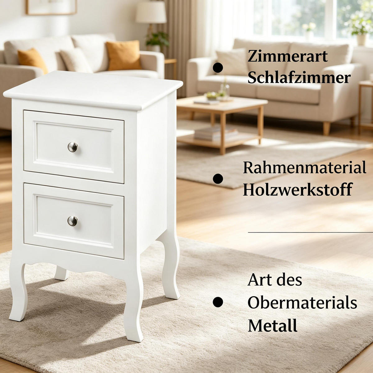 BEISTELLTISCH Weiß 30/40/60 cm - Weiß, Holz (30/60/40cm) - PANGIVO