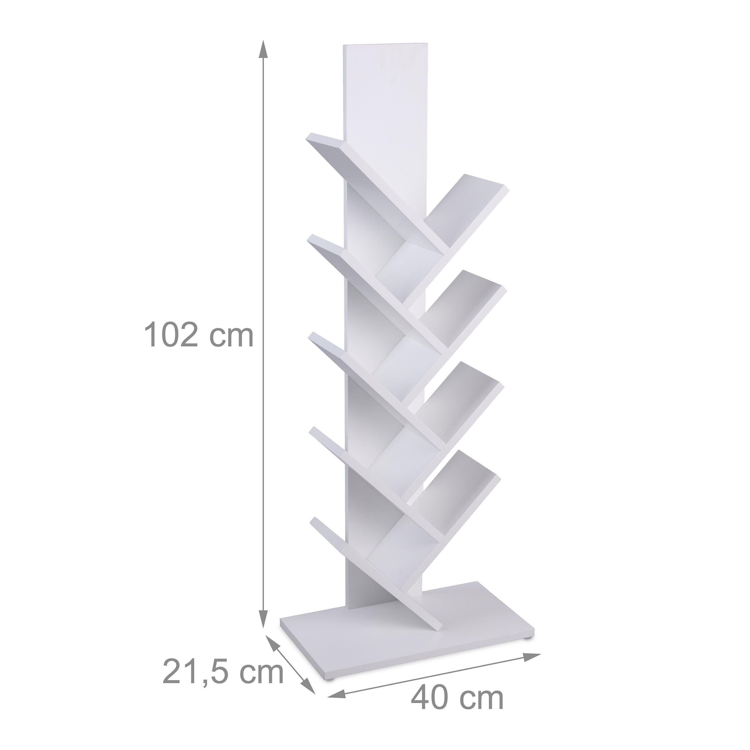 Thumbnail - Relaxdays Bücherregal, Weiß, Holzwerkstoff, Kunststoff, Rechteckig, 40x102x21.5 cm, Wohnzimmer, Regale, Bücherregale