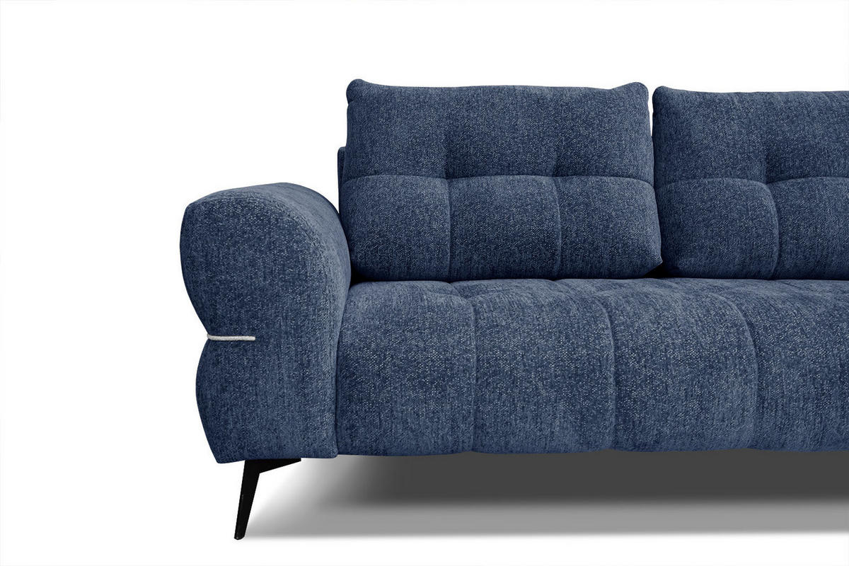 SOFA SALVINI 3-Sitzer, dunkelblau - Schwarz/Dunkelblau, Holzwerkstoff/Textil (176/88/99cm) - Courtois Laville