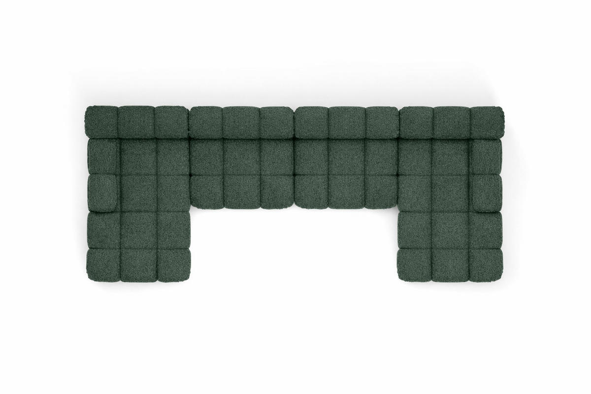ECKSOFA U-Form XL, Stoff Bouclé Abriamo, Dunkelgrün, Selia U XL - Dunkelgrün, Holz (380/70/160cm) - Kaiser Möbel