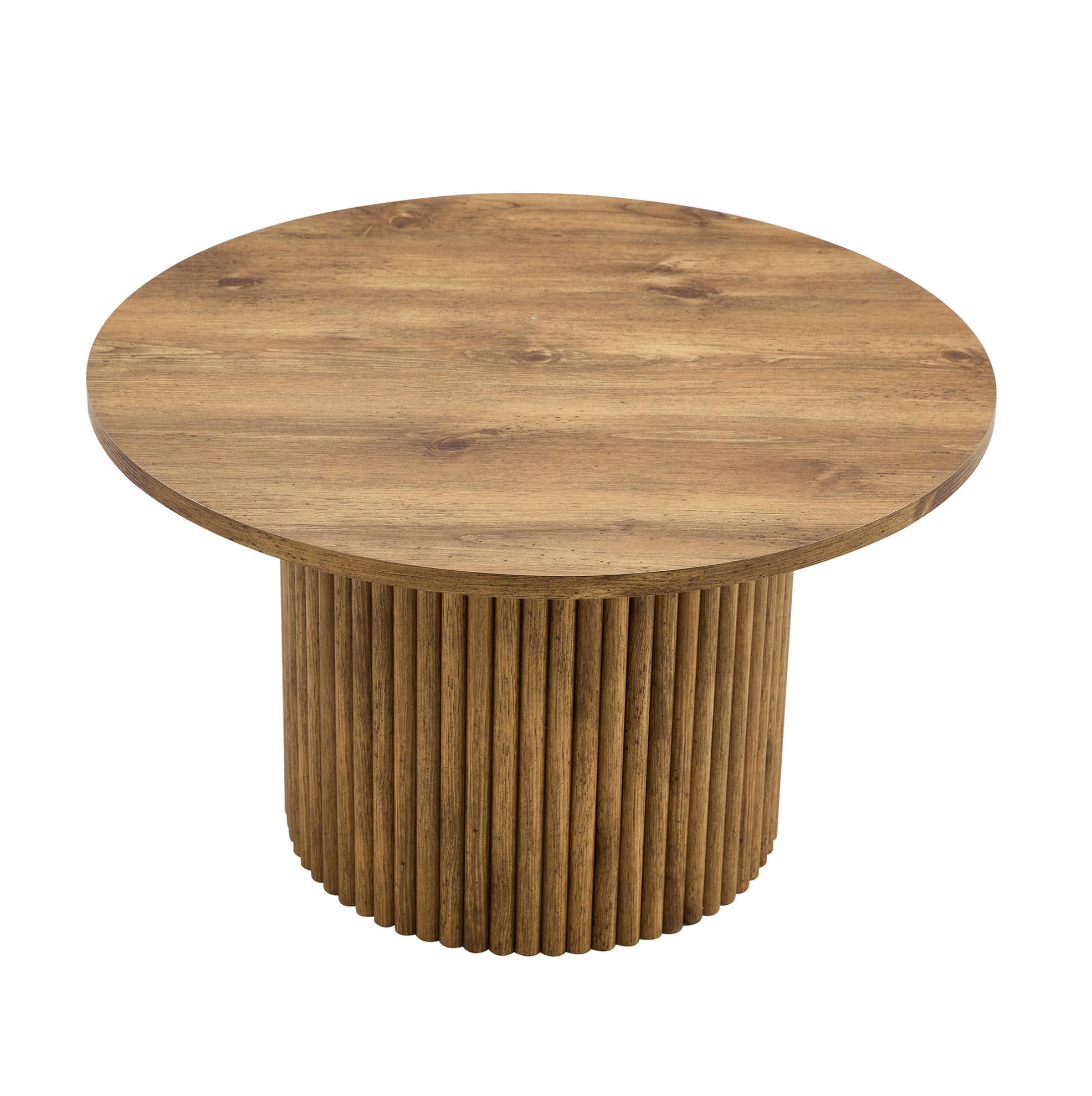 COUCHTISCH aus MDF und Metall Ø70x42 cm in Naturfarben mit Säulendesign - Naturfarben, Holzwerkstoff (70/70/42cm) - Modfu