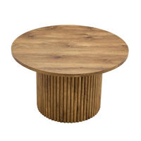 COUCHTISCH aus MDF und Metall Ø70x42 cm in Naturfarben mit Säulendesign - Naturfarben, Holzwerkstoff (70/70/42cm) - Modfu